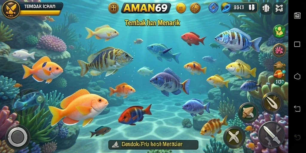 Tangkapan layar gameplay AMAN69 yang menampilkan aksi Tembak Ikan yang seru.