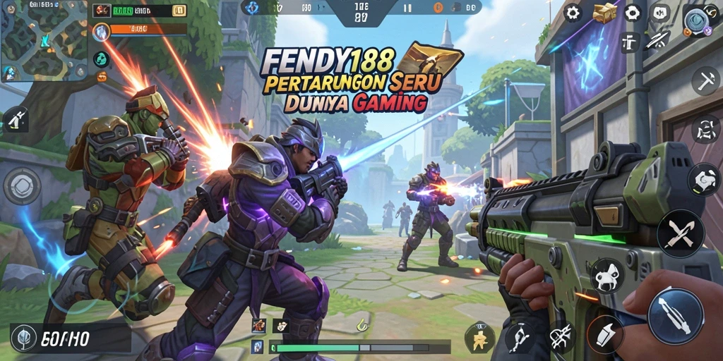 Tangkapan layar gameplay FENDY188 yang menunjukkan pertarungan sengit antar karakter.