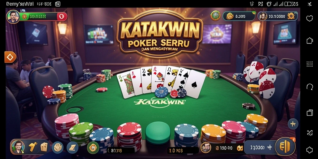 Screenshot gameplay KATAKWIN menunjukkan suasana turnamen poker yang mengasyikkan.