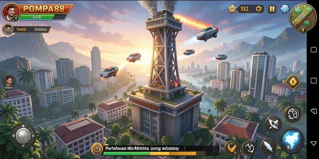 Screenshot POMPA88 menampilkan aksi mendebarkan dalam mode Tower Defense.