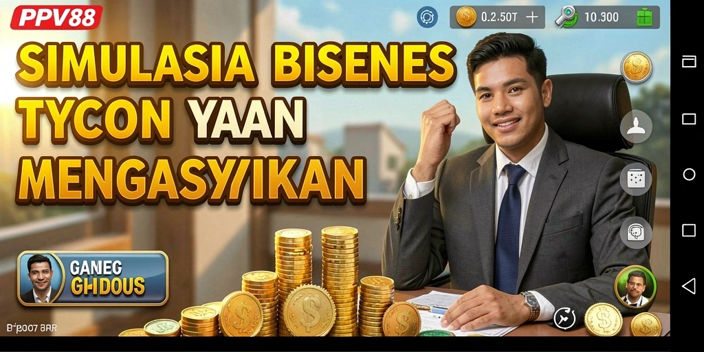 Screenshot gameplay PPV88 menampilkan aktivitas membangun bisnis Tycoon.