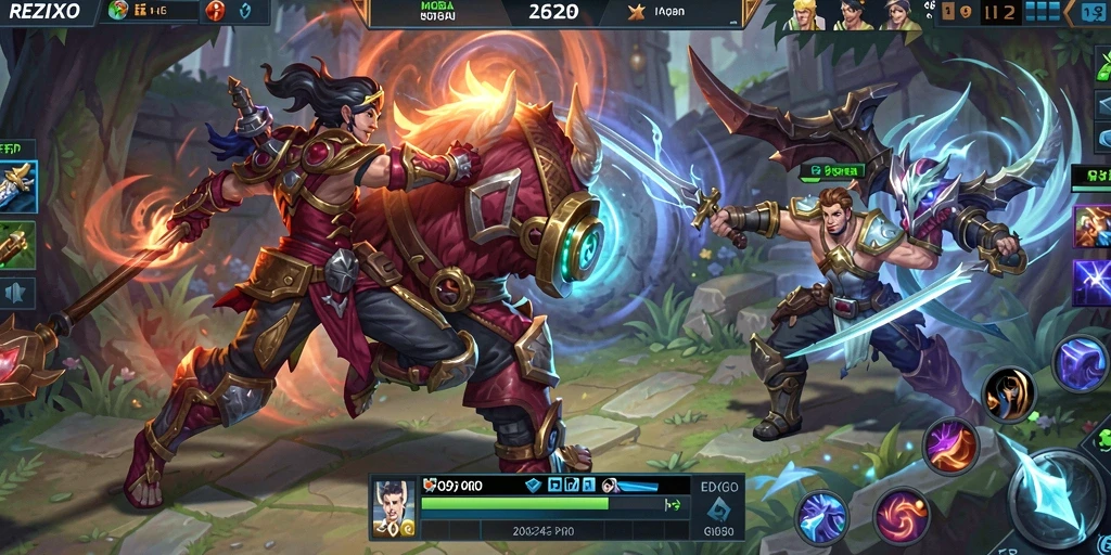 Gambaran gameplay seru di arena pertempuran REZIXO.